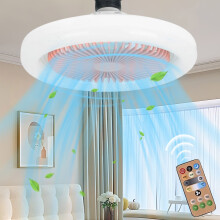 FloHua E27 Deckenventilator mit Beleuchtung, geschlossenes, flaches Design, versteckter Ventilator, weißes Licht, Abschlussgeschenk, Sommerangebot