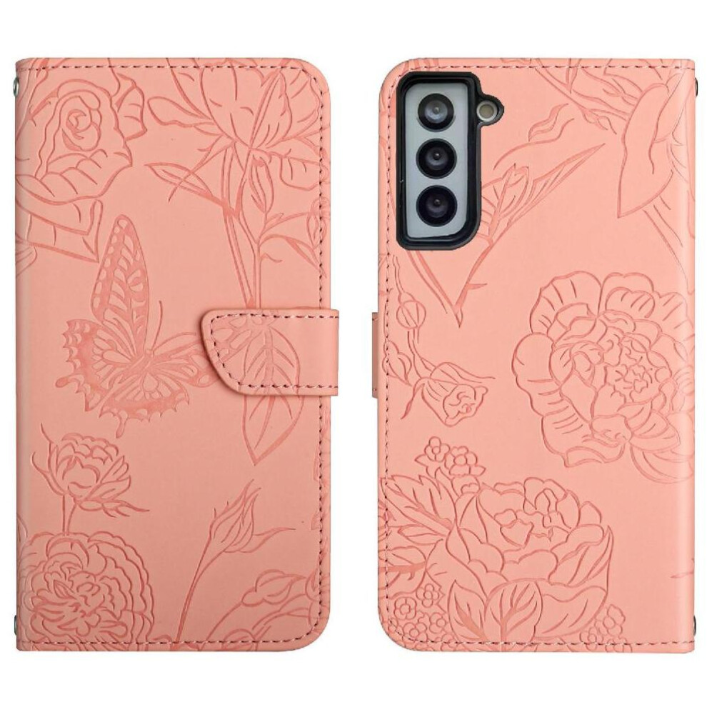 Case For Compatible With Samsung Galaxy S21 Plus, Pu Leather Flip Cover With Wrist Strap, Anti-Drop Shockproof Protection, Flowers And Butterflies 9448196858929