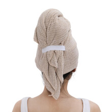 Prosop de uscare a părului Washranp extra mare, prosop de păr din fleece coral cu bandă elastică, absorbție de apă, anti-încrețire, uscare