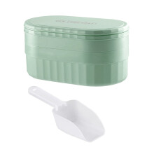Kubebrett, stablebare silikonkubebrett med lokk og, 2-lags form for fryser, cocktail, kaffe, te (grønn)