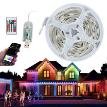 SUGARMOM Smart Rainbow LED-buitenverlichting, waterdichte dakgootverlichting met app-bediening, compatibel met Alexa en Google Assistant.