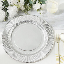 BalsaCircle25Zilveren Ronde 10" Metallic Wegwerp Diner Salade Papieren Borden met Gestructureerde Rand Feest Evenementen Decoraties