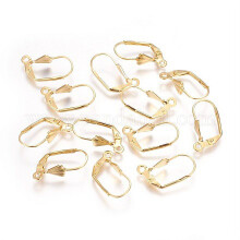 Ohrringrohlinge aus Edelstahl 304 mit Klappverschluss und Öse, goldfarben, 19 x 6 x 12 mm, Lochgröße 1,6 mm