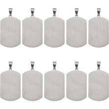 1 æske 201 store rektangulære vedhæng i rustfrit stål med stempling, blankt mærke med aluminiums kliklåse, rustfrit stål, farve 50 x 26 x 2