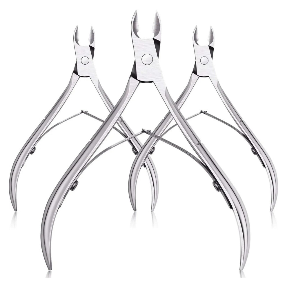 Silver Professional Stainless Steel Nail Clippers Set With Cuticle Nipper For Fingernails And Toenails