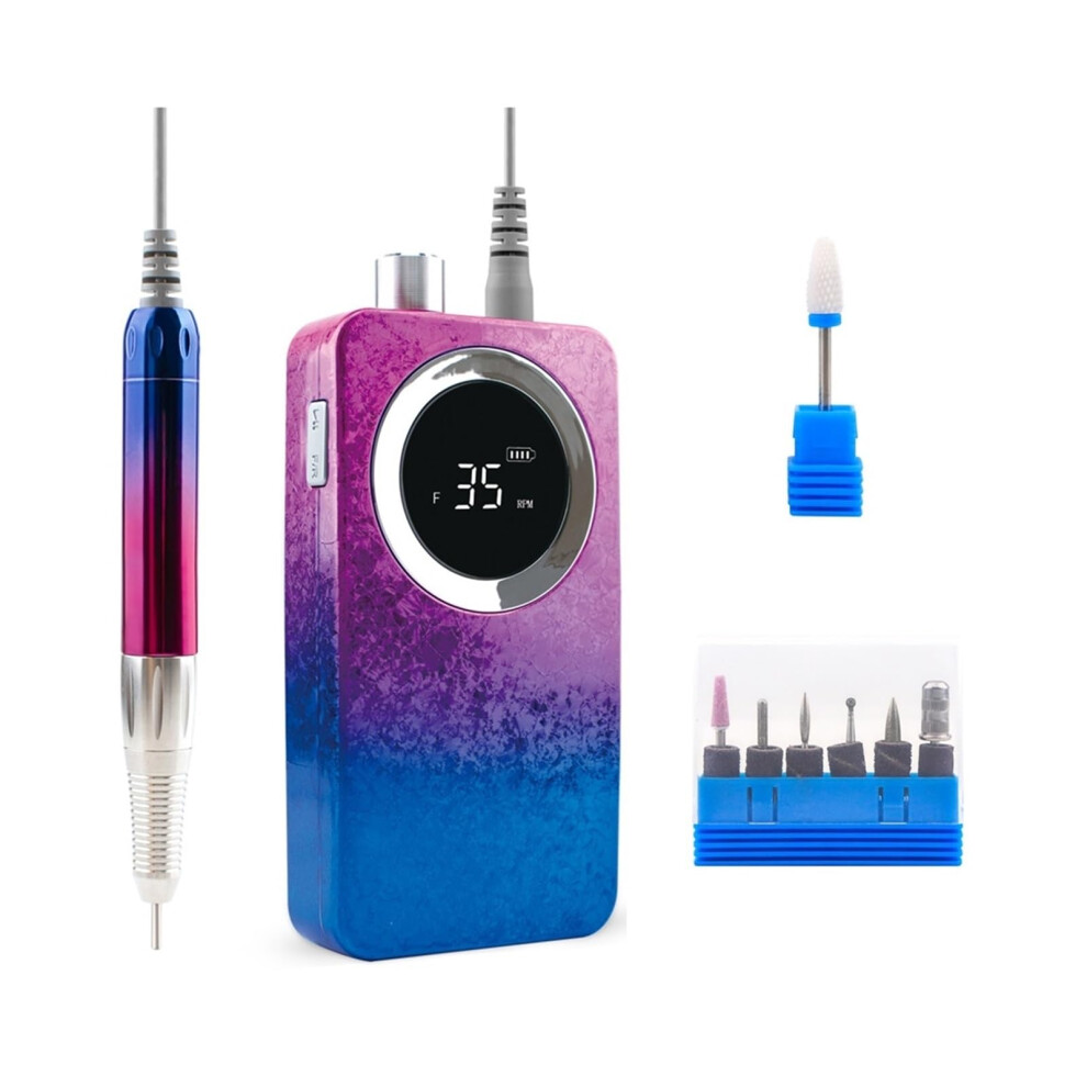 Electric Nail Drill 35000RPM Cordless Rechargeable Professional Manicure Kit with Brushless Motor