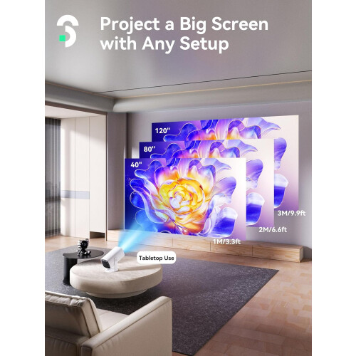 Mini Projector 1080P Support with Bluetooth 5.1, Auto Keystone, 150' Display for Home Theater 1