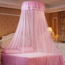 Princess Bed Canopy with Lace and Luminous Butterflies, Pink Dome Mosquito Net for Girls