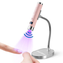 UV LED Nail Lamp Rechargeable Mini Gel Nail Curing Light with Auto Sensor and Stand Pink