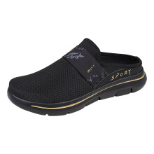 Men's Breathable Mesh Clogs SlipOn Mules Soft Sole Casual Walking Garden Slingback Shoes Black 7.5 UK