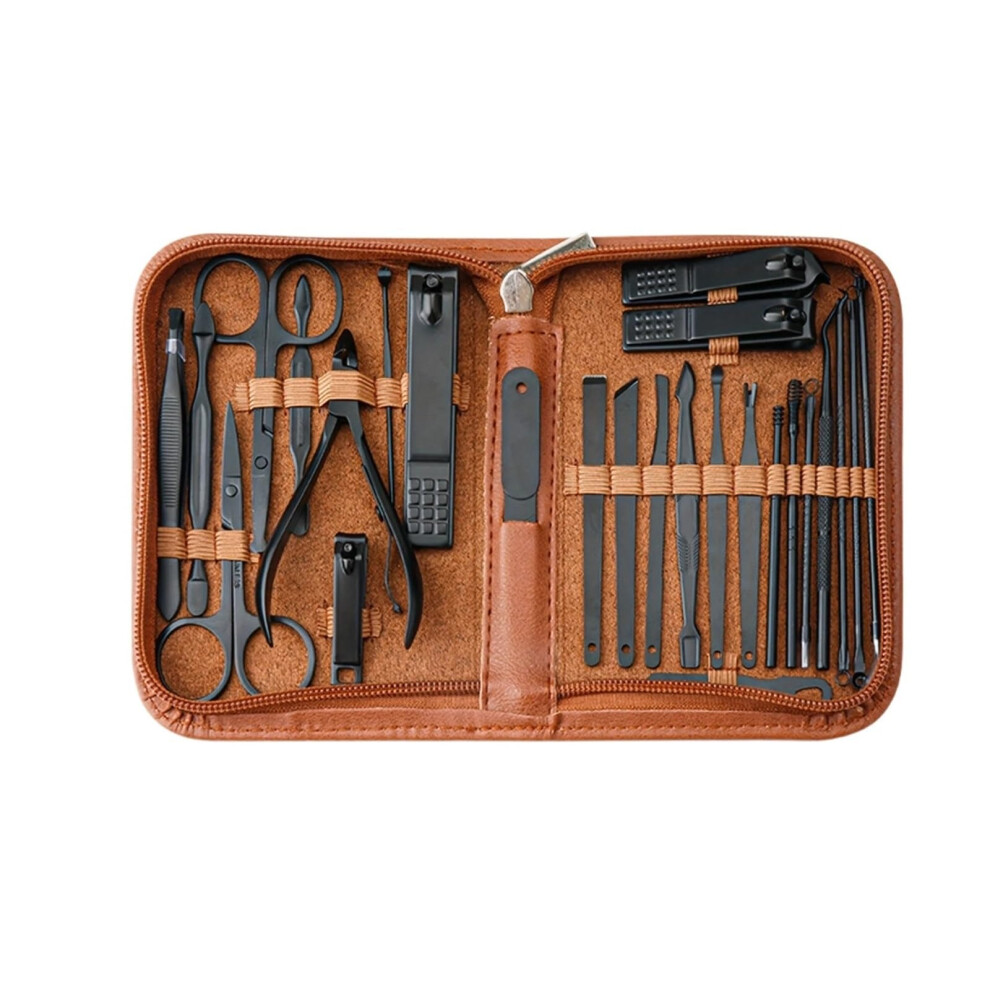 Manicure Set 26 Piece Professional Stainless Steel Nail Clipper Kit with Travel Case Black