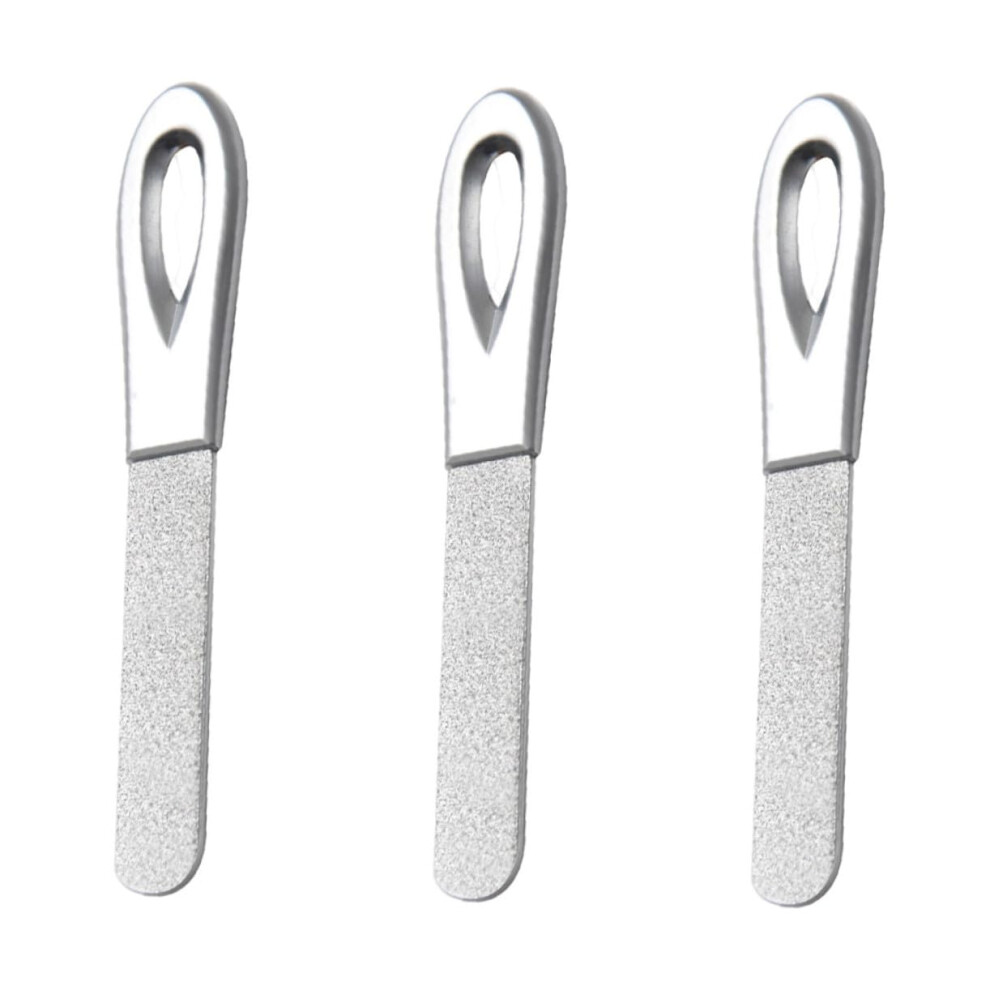Silver 3Pcs Dualsided Stainless Steel Nail File Set For Manicure Pedicure And Acrylic Nails