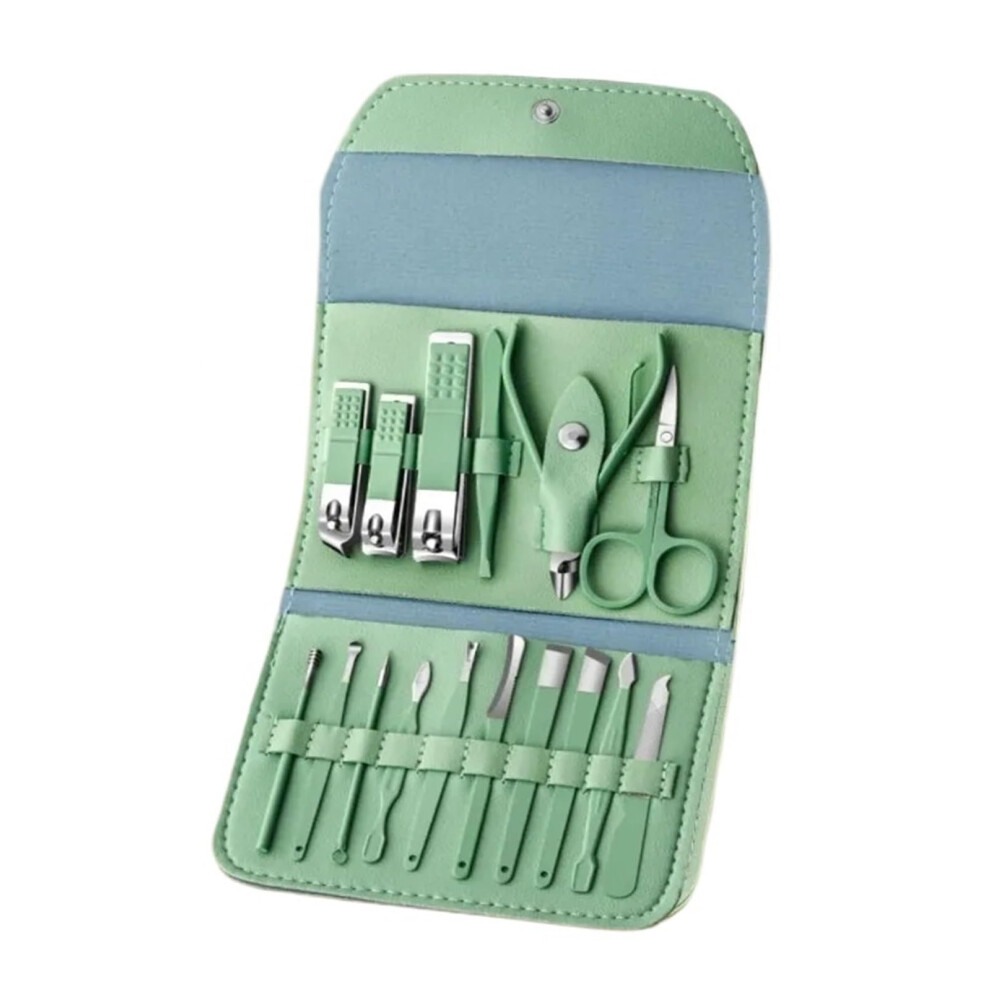 Manicure Set 16pcs Professional Stainless Steel Nail Clippers and Cuticle Nippers with Travel Case