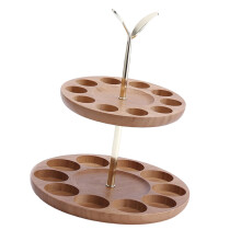 Metal Wine Bottle Holder with Wooden Base and Wire Rack for Home Kitchen Storage and Display