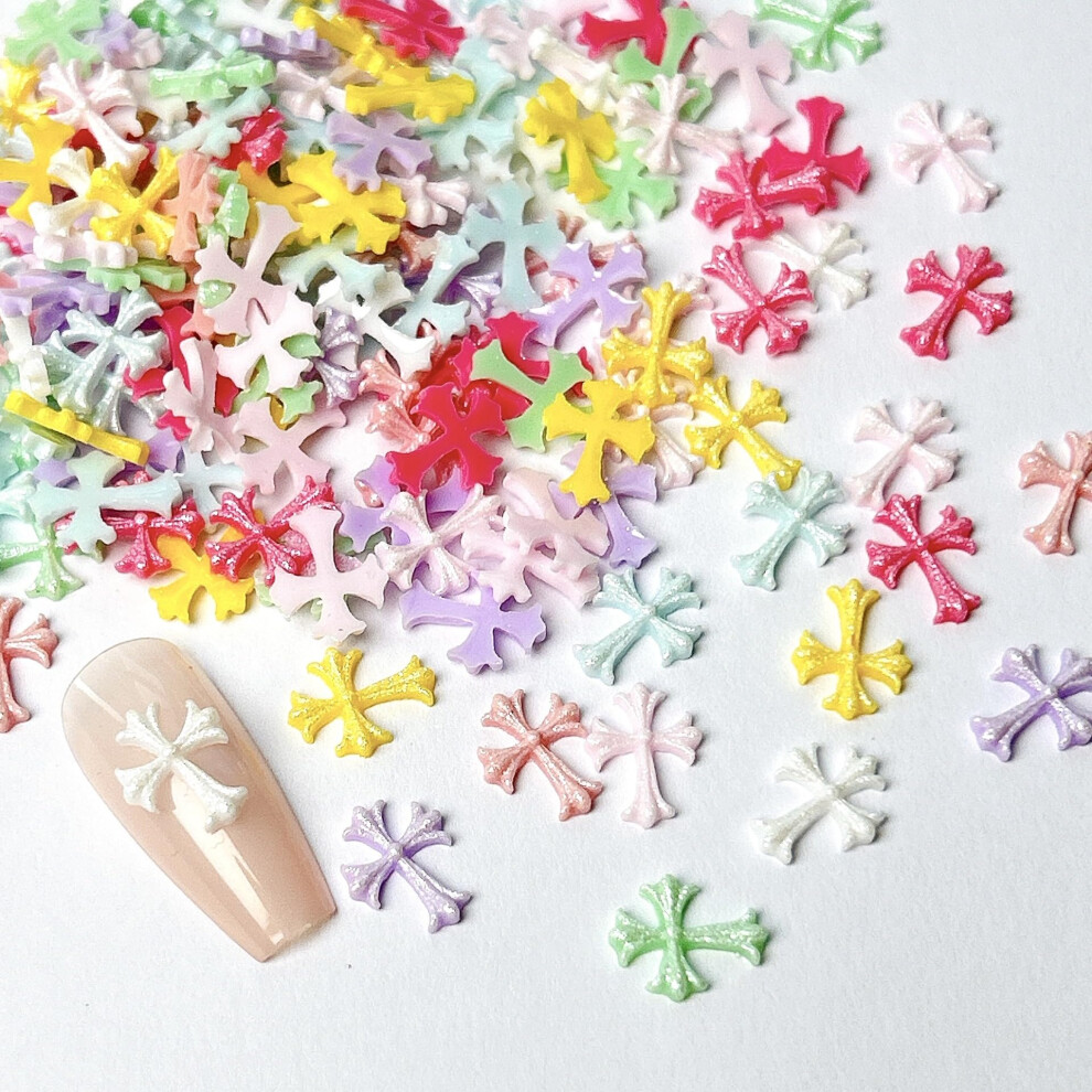 100PCS 3D Nail Art Charms Hibiscus Floral Rhinestone Decorations for DIY Manicure