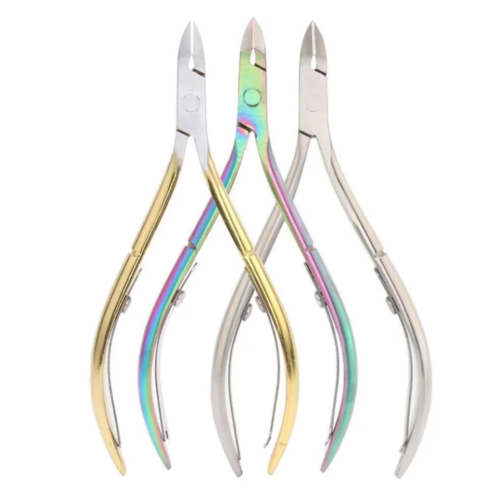Silver Nail Cuticle Nipper Scissors Stainless Steel Manicure Colorful Clipper Dead Skin Remover Pedicure(Silver)