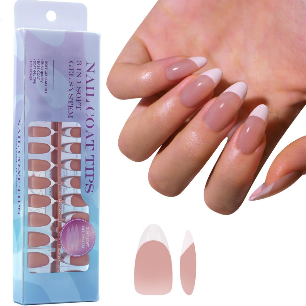 Soft Gel Nail Tips Short Square Almond Press On Nails Full Cover 300pcs Ready To Use