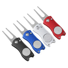 SPRING PARK Golf Divot Repair Tool Foldable Pop up Button Stainless Steel & Detachable Golf Ball Marker