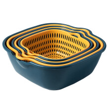 Poaug Drain Rack 6-Piece Kitchen Washbas, Thickened Double Layer Basket for Vegetables & Fruits, Compatible with Yellow Plastic Washing Bowl &