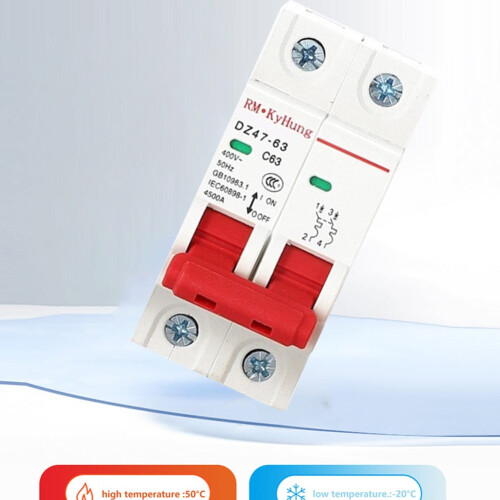 Διακόπτης DZ47 2πόλων 3A/6A/10A/16A/20A/32A/40A/50A/63A 400V τύπου C 2