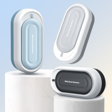 Limpiador ultrasónico SUSUchens de 450 ml, luz azul, batería de 800 mAh, carga USB, portátil para gafas y joyas, blanco.