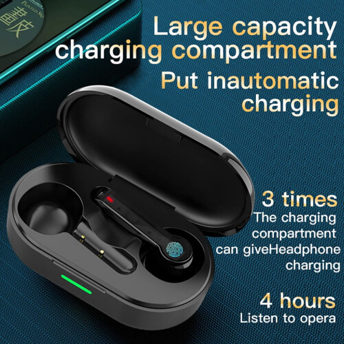 EQWLJWE L32Νέα στερεοφωνικά ασύρματα ακουστικά Bluetooth για αθλητικά παιχνίδια με θήκη