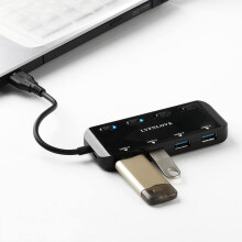 Expansor de múltiplas portas USB, hub USB 3.0 ultrafino, divisor USB de 4 portas, hub de dados USB de alta velocidade com portas individuais.