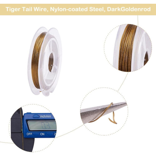 Σύρμα Tiger Tail 10 Roll από ανοξείδωτο ατσάλι με επίστρωση νάιλον, σκούρο χρυσόβεργα 0,38 1