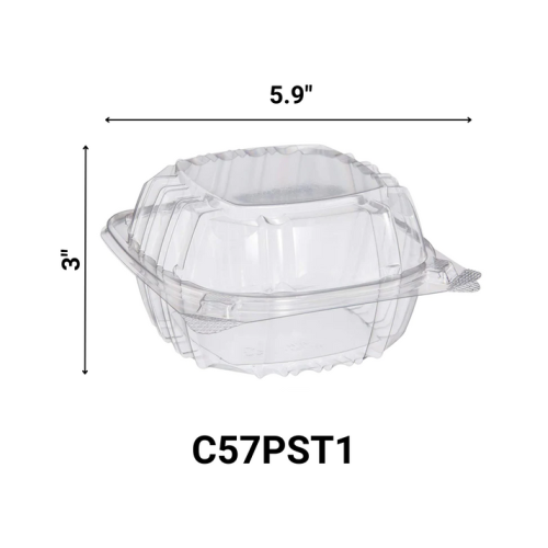VeZee Μοντέλο # C57PST1|6"X5.8"X3" Πλαστικό Δοχείο με Αρθρωτό Καπάκι ClearSeal Χρήση για 1