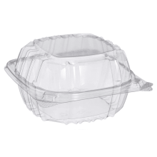 VeZee Model # C57PST1|Recipient din plastic cu capac cu balamale ClearSeal de 15,2 cm x 14,7 cm x 7,6 cm, pentru mâncare la pachet, sandvișuri,