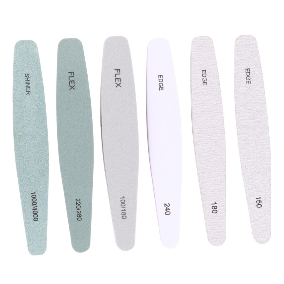 6pcs Nail Buffer Block and File Set for Natural and Acrylic Nails, Ergonomic Lightweight Grip