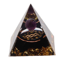 Energy Healing Pyramid, Healing Crystals Pyramid for Chakra Balancing and Energy Work, Natural Crystal with Amethyst for Meditation, Reduce Stress