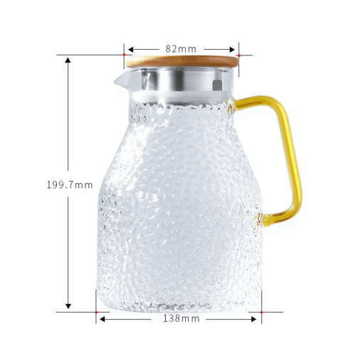 2X Γυάλινη κανάτα νερού 2000ml κανάτα νερού και γυάλινο σετ τετράγωνου βραστήρα για 2