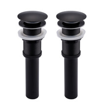 Scarico per lavabo da bagno senza troppopieno - Apertura di scarico da 1 5/8" - Scarico a scomparsa per lavabo, nero opaco