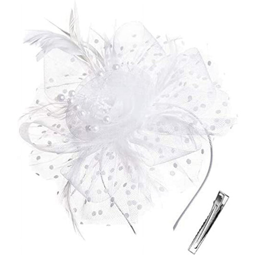 Sunjoy Tech Fascinator Hut mit Mesh-Imitat und Federn