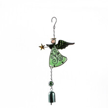XIUH Retro Metallklocka Ängel Vindspel Ornament Kreativ Balkong Innergård Grön