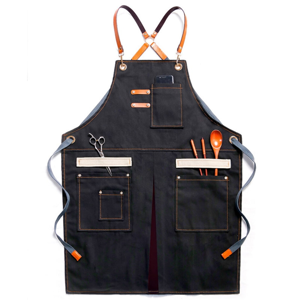 Hesitone Unisex Apron For Men Women Hair Stylist Hairdressing Craftsmen Barista Bbq Coffee Shop Garden Work Apron With Pockets 9173940825703