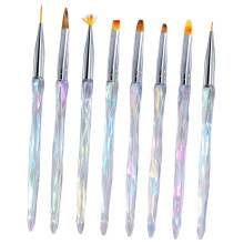 8pcs Professional Nail Art Brushes and Fine Tip Drawing Pens for Gel Polish and Salon Use