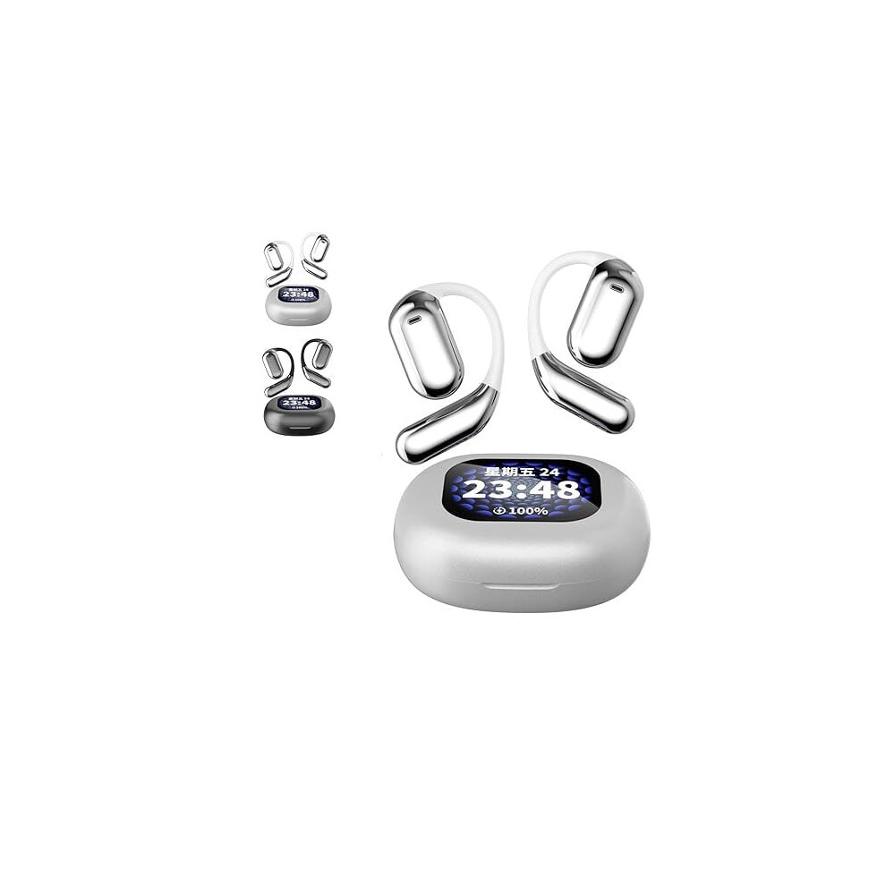 Wireless Open Bluetooth Earbuds, Intelligent Touch Screen, Erazers True Wireless Open Ear, Bluetooth 5.4, Ipx5 Waterproof, Led Display (White) White 9173940828223