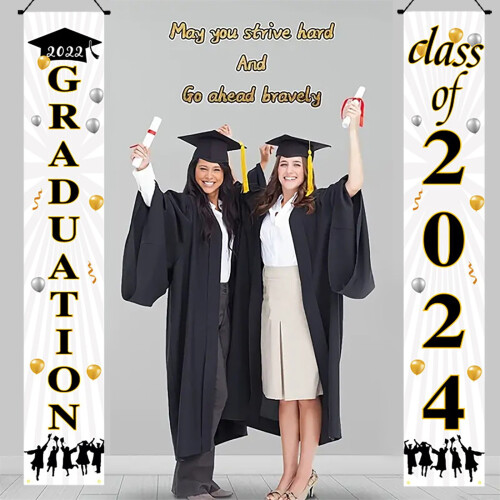 Διακοσμήσεις Αποφοίτησης2024GRAD Banner Μπλε Πινακίδα Πόρτας Βεράντας για Εσωτερική 1