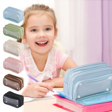 Estojo organizador de canetas de alta capacidade com zíper e clipe, removível, resistente e multiuso – Ideal para escola, escritório e