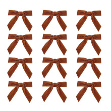 Bentne 12 Stück kleine braune Samt-Weihnachtsschleifen für Baum, Kränze, Geschenkverpackungen, Bastelarbeiten, Hochzeiten, Partys, Geschenktüten