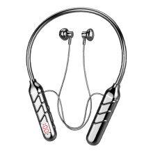 Avtoify Bluetooth-oortjes met nekhanger, geschikt voor sporten en hardlopen, met nekhanger voor mobiele telefoon, draadloze True Stereo in-ear, zwart