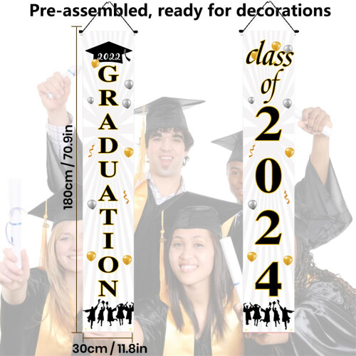 Διακοσμήσεις Αποφοίτησης2024GRAD Banner Μπλε Πινακίδα Πόρτας Βεράντας για Εσωτερική 2