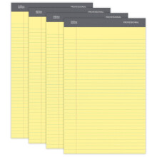 Bloc-notes juridique professionnel Office Depot, 21,6 cm x 35,6 cm, jaune canari, ligné, 50 feuilles, 4 blocs/paquet, 99489