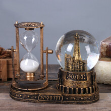 Jacenvly2024Clearance Kristallen sneeuwballen met zandloper, vintage kerstdecoratie met de toren van Parijs, 50 ml, voor woonkamer, slaapkamer,