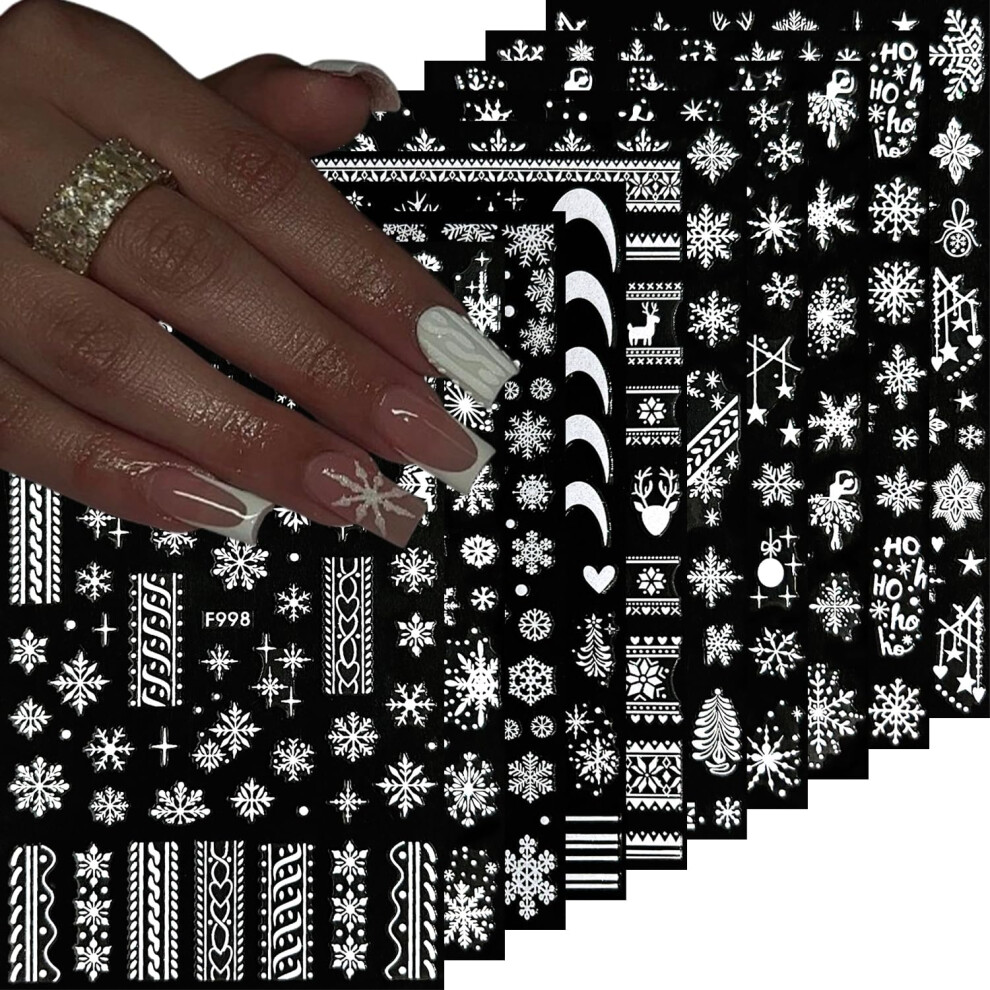 White Christmas Nail Stickers Snowflake Nail Art Decals Winter Holiday Selfadhesive Festive Designs