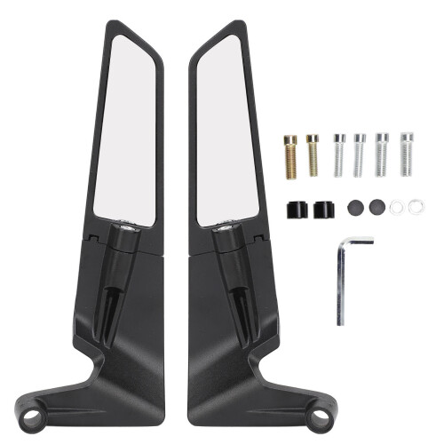 Paar schwarze 8–10 mm ABS+Glas drehbare Spiegel 2