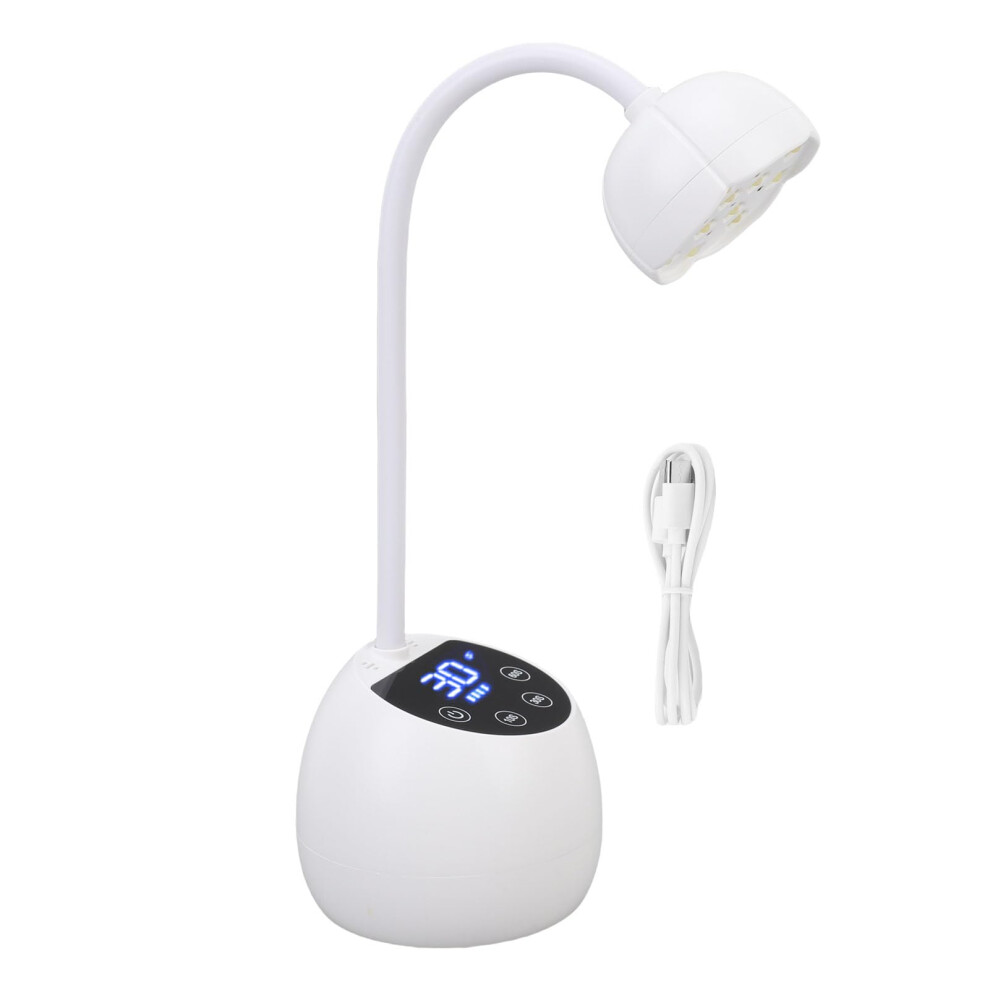 Rechargeable LED Nail Lamp 30W with Auto Sensor, Fast Gel Curing, 3 Timers and Gooseneck Design