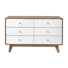6 Drawer Wood and White Chest - ALBURA